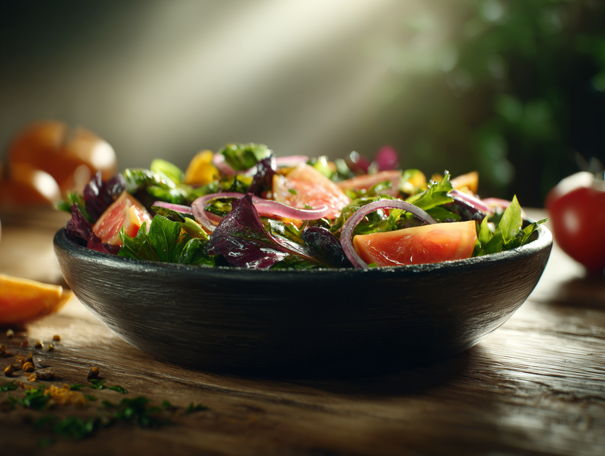 Színes, egészséges étel tányérban